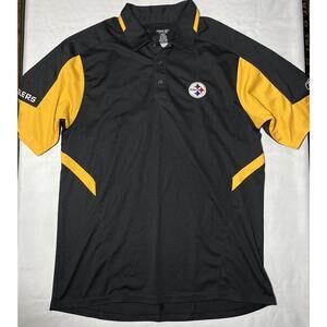 Pittsburgh Steelers Men Polo Shirt Size L Black Team Logo Embroidered Reebok